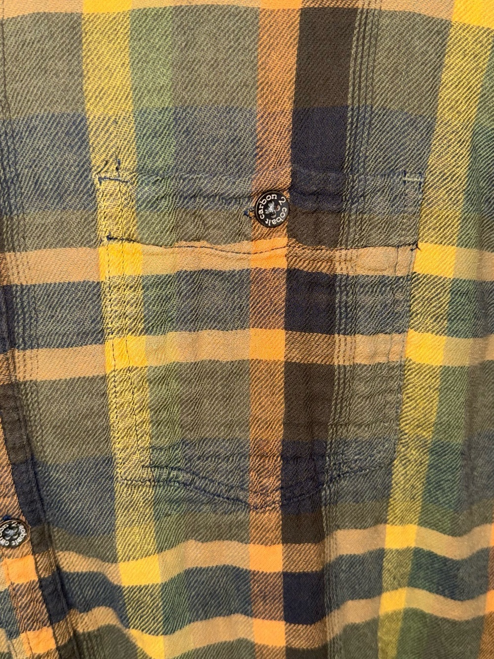 Carbon2Cobalt Men’s Plaid Flannel LS Button Up Shirt Size XL Green Yellow - Picture 6 of 9